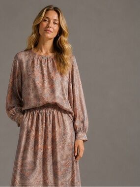 Vintage Brownstone Studio Satin Paisley Two Piece Skirt Set Size 10